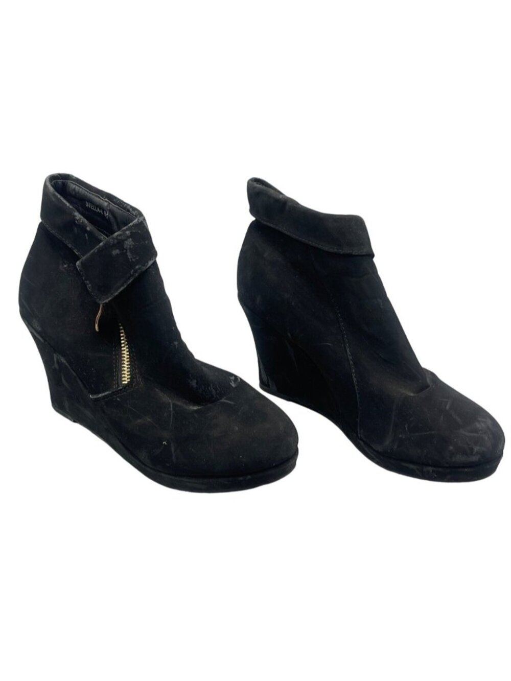 stella Top Moda wedged booties black zip up shoes size 8.5 READ READ